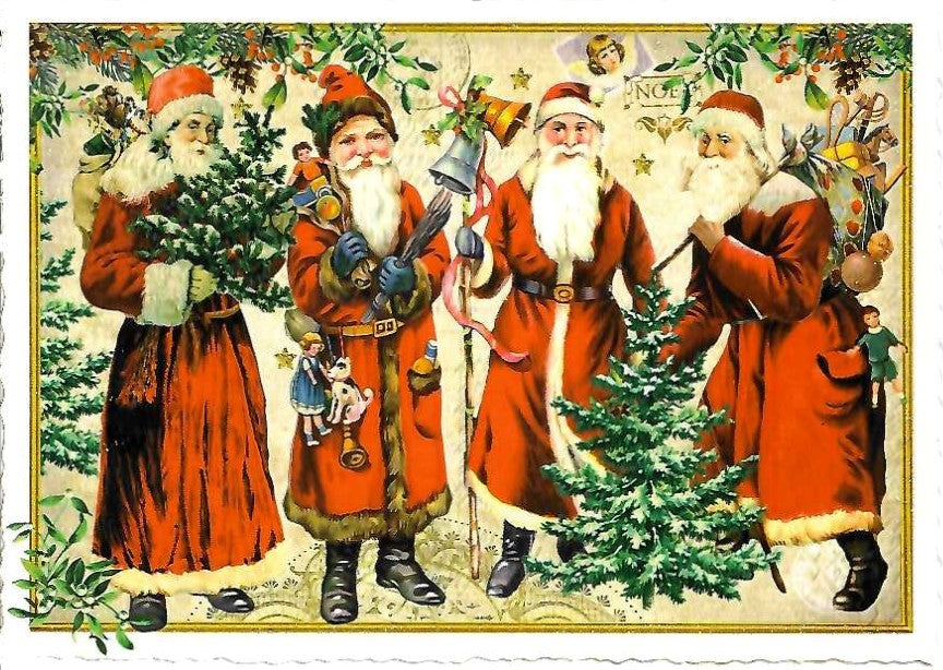 Postkarte Weihnachtsmänner