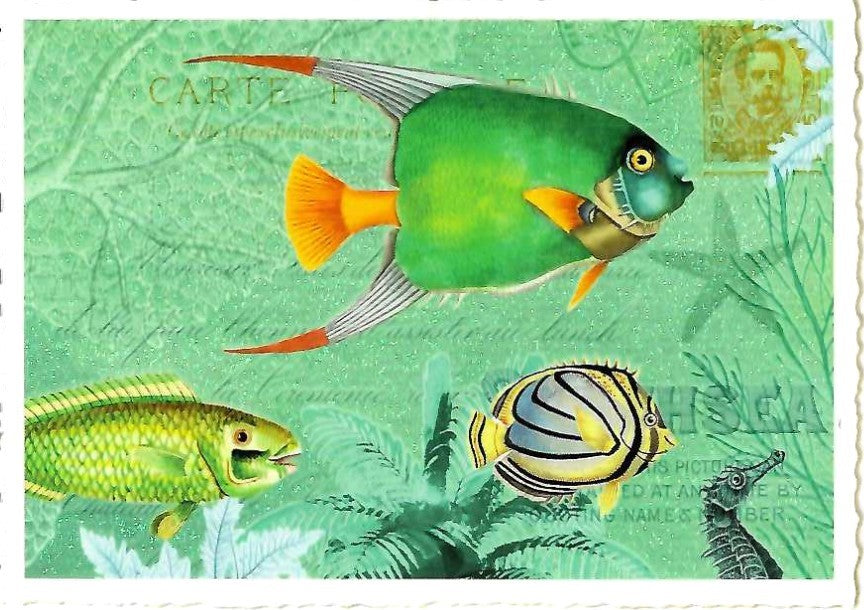 Postkarte Fischen im Grünen