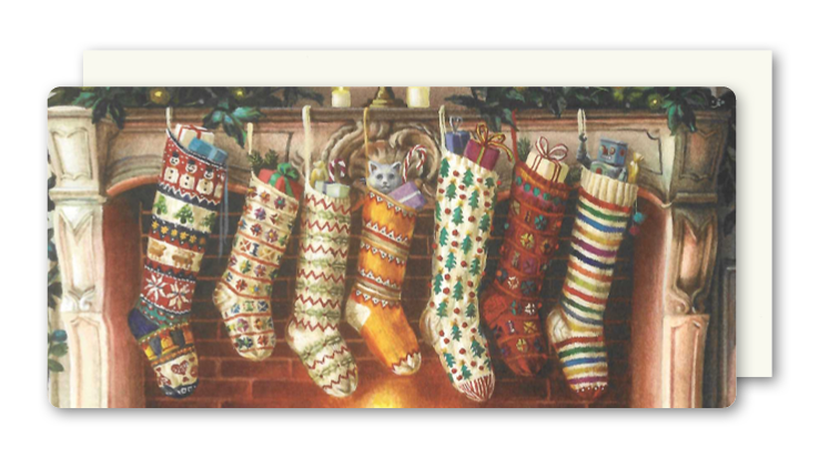 Postkarte Xmas Stockings, inkl. Couvert