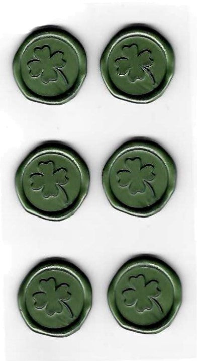 Wachssiegel-Sticker Kleeblatt dunkelgrün