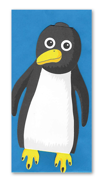 3D-Karte Pinguin allein, inkl. Couvert
