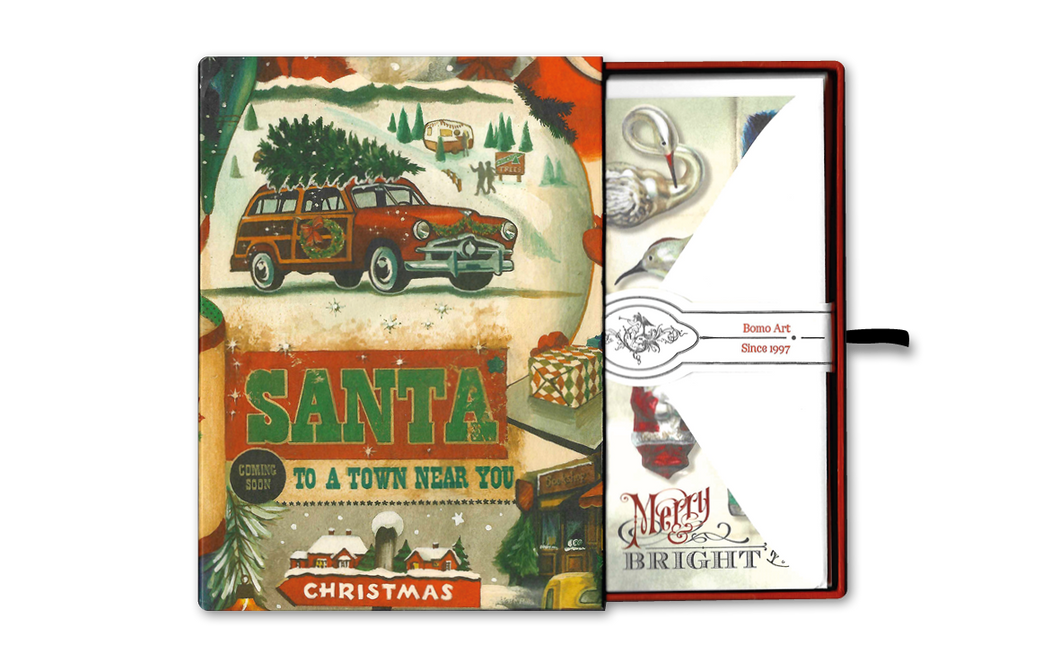 Set Christmas mit 12 Klappkarten, in handgefertigter Box