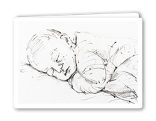 Lade das Bild in den Galerie-Viewer, Klappkarte Schlafendes Kind, inkl. Couvert weiss

