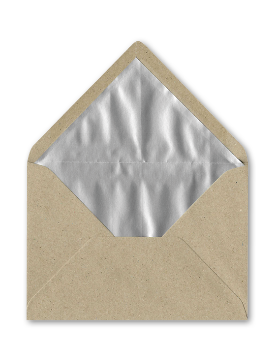 Couvert aus Kraftpapier mit Innenfutter Silber