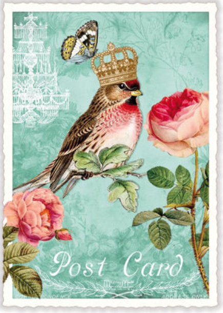 Postkarte Vogel klein mit Krone