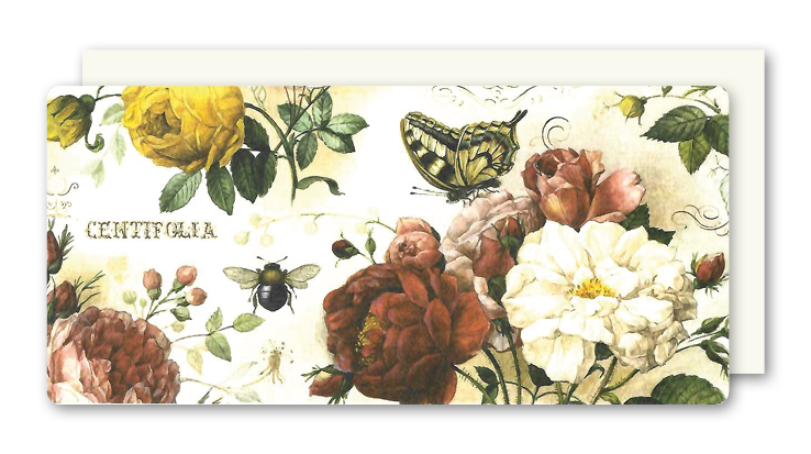 Postkarte Rose-Butterfly, inkl. Couvert