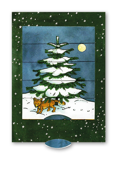 Ziehkarte Weihnachtsbaum inkl. Couvert dunkelgrün