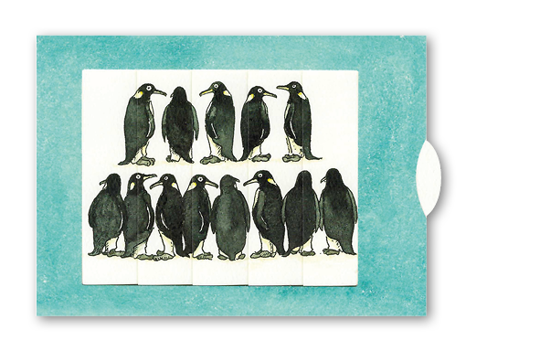 Ziehkarte Pinguin, inkl. Couvert weiss