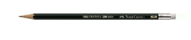 FABER-CASTELL Bleistift CASTELL 9000 HB mit Radierer