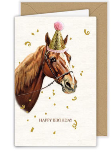 Klappkarte Happy Birthday Pferd, inkl. Couvert